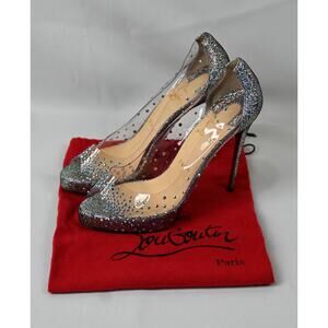 Christian Louboutin Degrastrass Cinderella PVC 100 Peep Toe Pumps 38.5/8.5